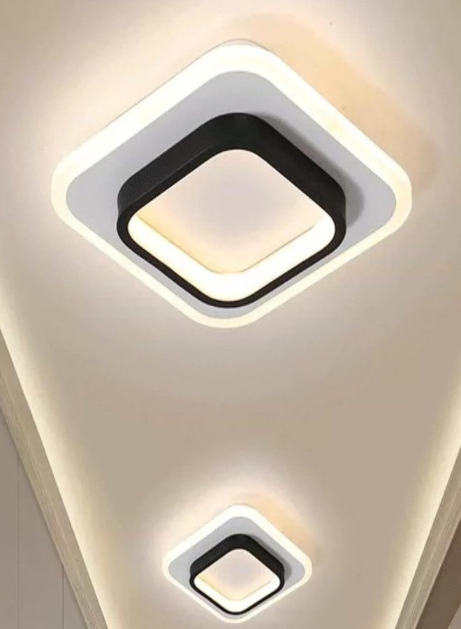 Kidultz 50W Modern European Unique LED Wall Mounted Indoor Aisle Lamp for Balcony Corridor Living Dining Room Home Bedroom Ceiling Light 3 Colour Mode - Warm, Cold & Natural(Square Black) - Image 1