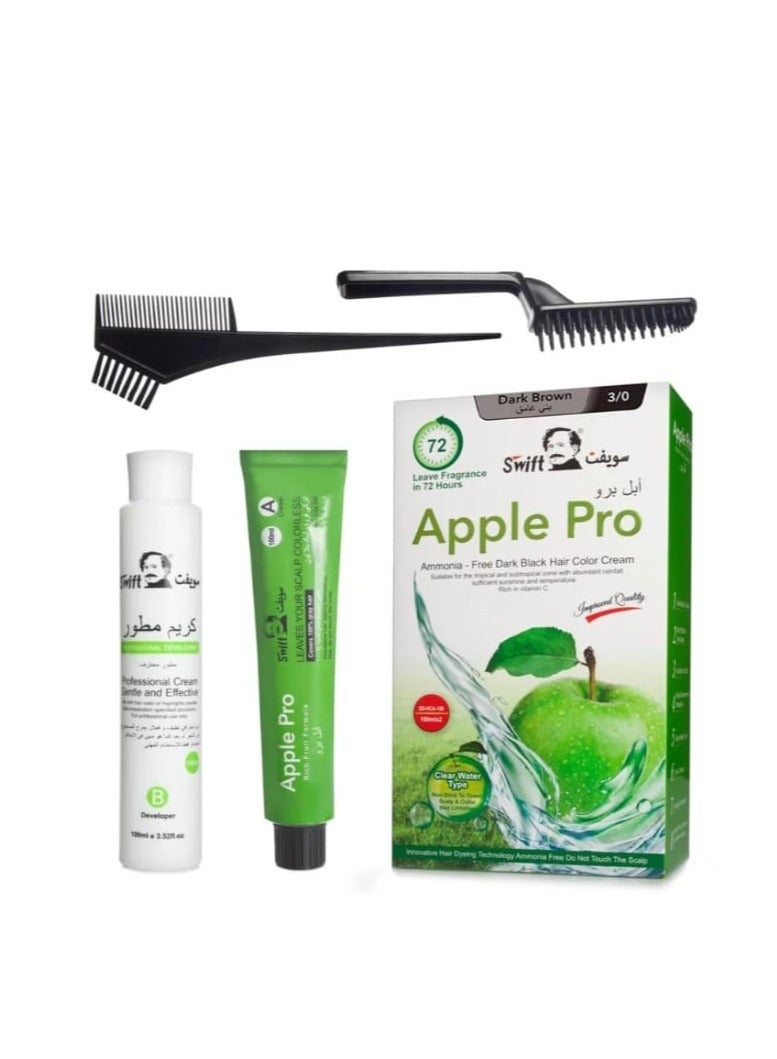 سويفت صبغة شعر ابل برو (بني غامق) كريمي بتغطية 100% للشعر الأبيض من سويفت خالية من الامونيا مصنوعة من مكونات عشبية طبيعية لتوفر تغذية غنية للشعر وفروة الراس  2*100 مل - Image 1