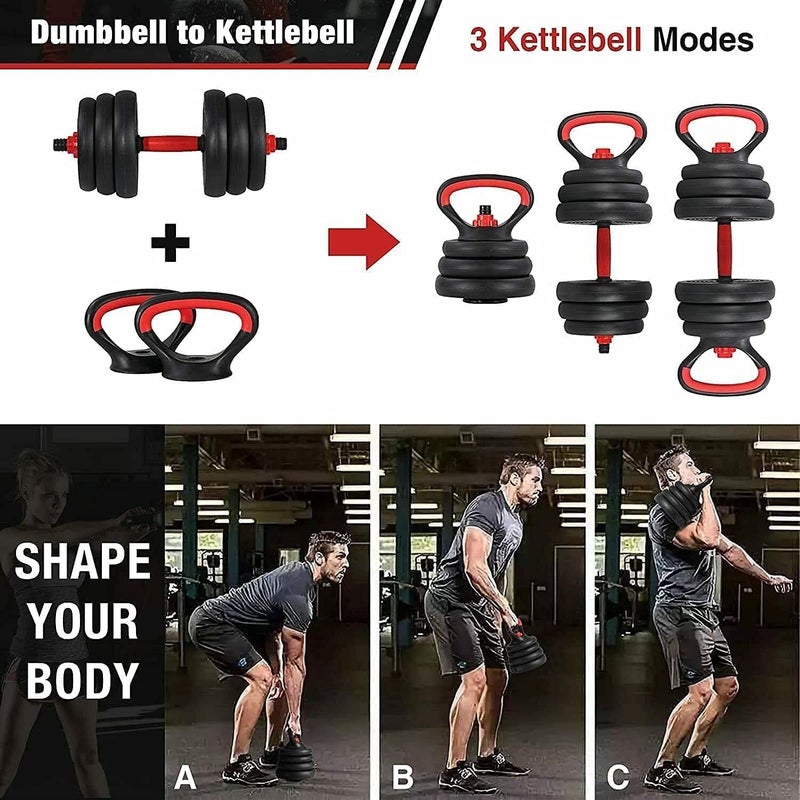 ULTIMAX - Adjustable 7 in 1 Dumbbell Set, Free Weights Dumbbells Set with Connecting Rod Used as Barbell, Kettlebell and Push-ups, Weightlifting Fitness for Home/Office - Image 3