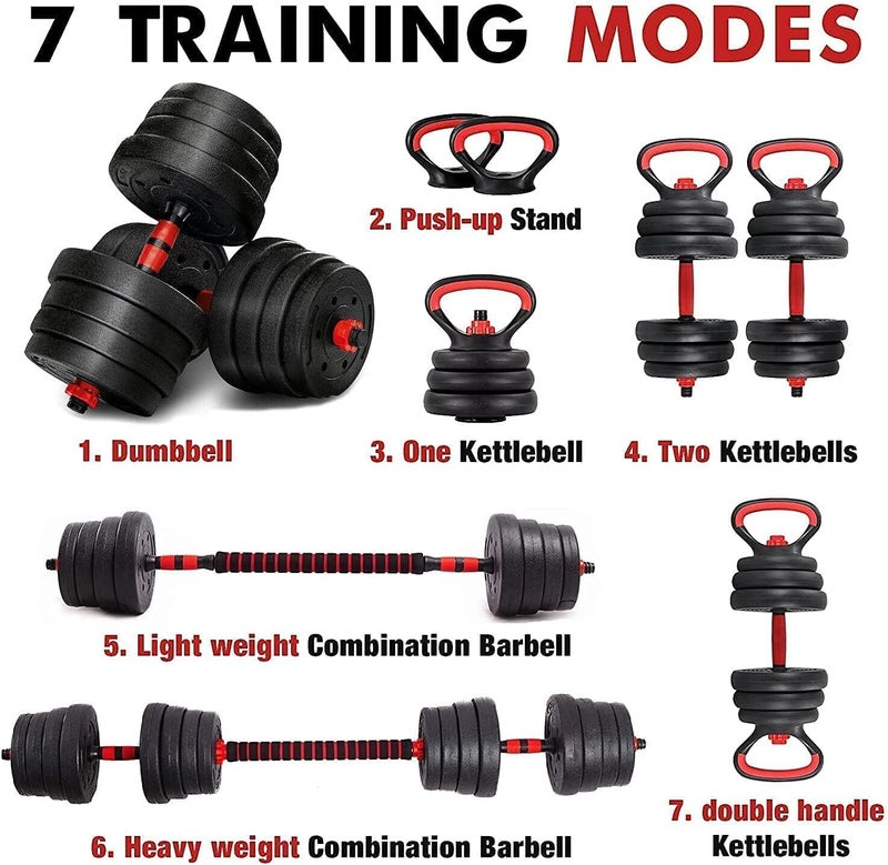ULTIMAX - Adjustable 7 in 1 Dumbbell Set, Free Weights Dumbbells Set with Connecting Rod Used as Barbell, Kettlebell and Push-ups, Weightlifting Fitness for Home/Office - Image 2