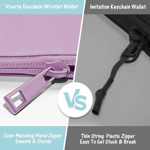 Viverte Mini Zip Around Keychain Wristlet Wallets Small Portable Dual Pounch Wristlet Detachable Coin Purse Pocket Gifts for Women Travel Sports Outdoors (Lavender+Icing Blue) - Image 5