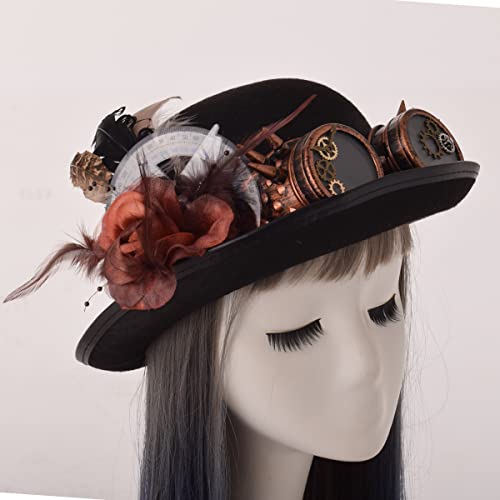 BLESSUME Unisex Steampunk Top Hats Goggles Gears Costume Accessory(Various Claasic Styles) (A, Head Circumference About 58cm/22.8") - Image 3