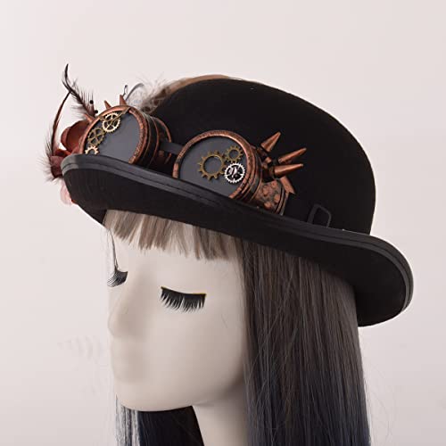 BLESSUME Unisex Steampunk Top Hats Goggles Gears Costume Accessory(Various Claasic Styles) (A, Head Circumference About 58cm/22.8") - Image 4