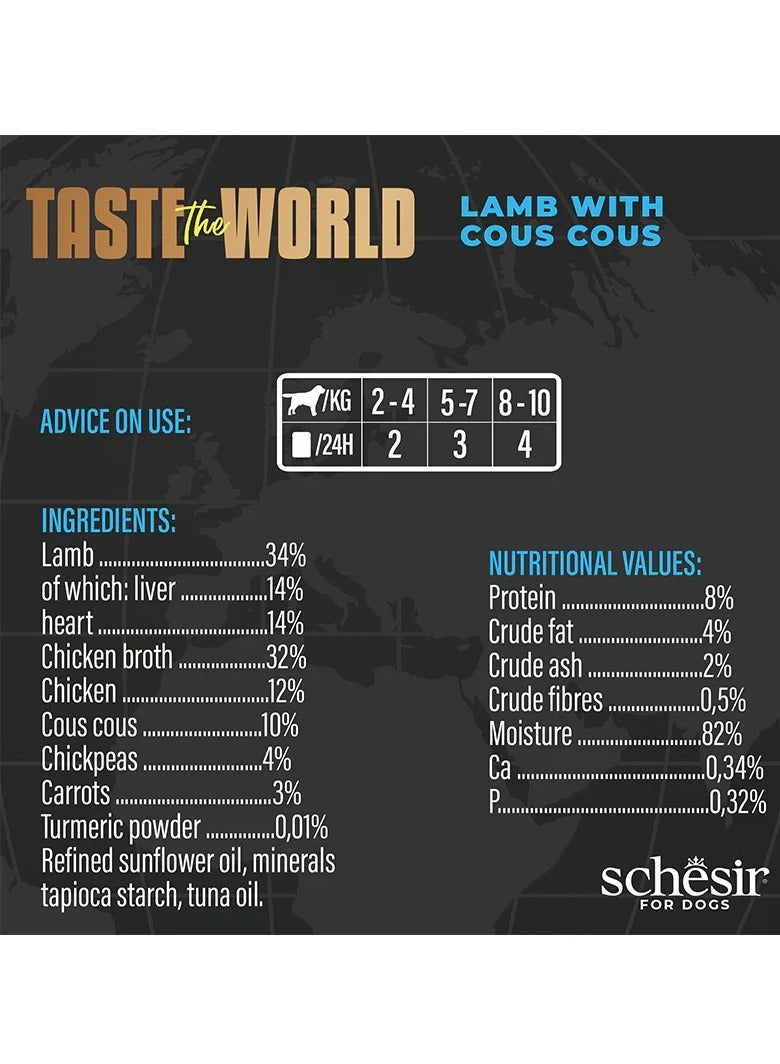 Schesir Taste The World Dog Wholefood - Lamb With Cous Cous 150g - Image 4