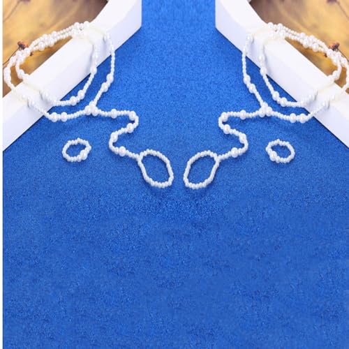 BeeSpring Pearl Anklet Barefoot Jewelry Sandals Beach Chain Toe Wedding Ankle Bracelet Elastic Hand and Foot Chain for Women (2 Sets) - Image 4