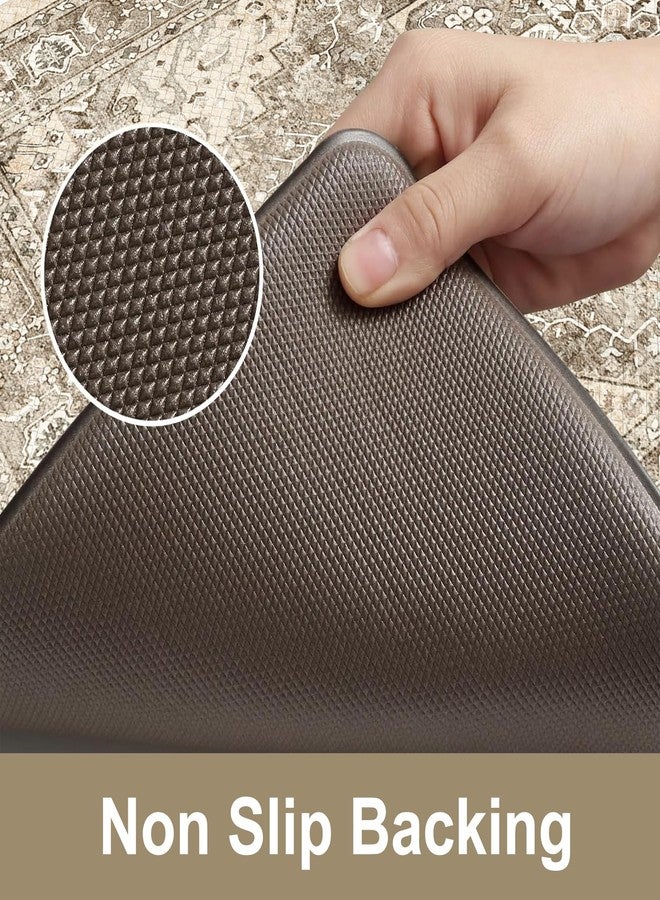 KIMODE Anti Fatigue Kitchen Mats 2 PCS 17"x47"+17"x29", Boho Kitchen Rugs and Mats, Non Slip Cushioned Kitchen Mats for Floor, Waterproof Kitchen Floor Mats for Laundry, Office, Sink, Khaki - Image 4