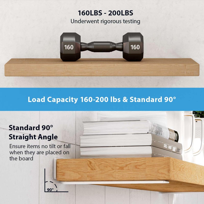 WEKIS 6 Inch Floating Shelf Brackets White, Hidden Invisible L Shelves Brackets, 1/5 Inch Heavy Duty Metal Industrial White Shelf Bracket Hardware Supports, 6 Pack Brackets for Wood Shelves - Image 5