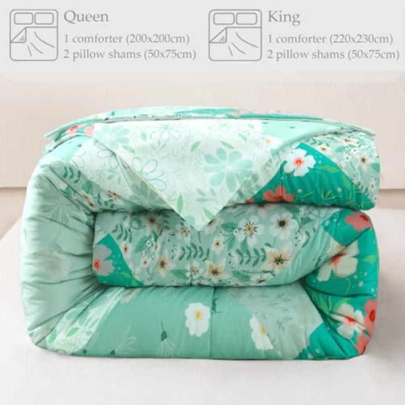 7.5 Tog King Duvet Set, Soft Reversible Coverless Oversized Comforter Set with 2 Pillowcases, Patchwork Printed Down Alternative Bedding Comforters for All Seasons, 200x230cm Lightweight Quilt, 2 Pillowcase 50×75cm, Soft Microfibre Bed Cover Bedding, All Seasons, Machine Washable - Image 3