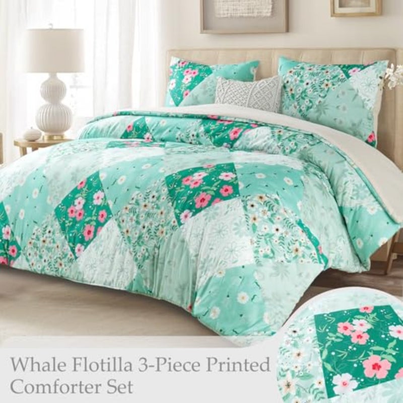 7.5 Tog King Duvet Set, Soft Reversible Coverless Oversized Comforter Set with 2 Pillowcases, Patchwork Printed Down Alternative Bedding Comforters for All Seasons, 200x230cm Lightweight Quilt, 2 Pillowcase 50×75cm, Soft Microfibre Bed Cover Bedding, All Seasons, Machine Washable - Image 2