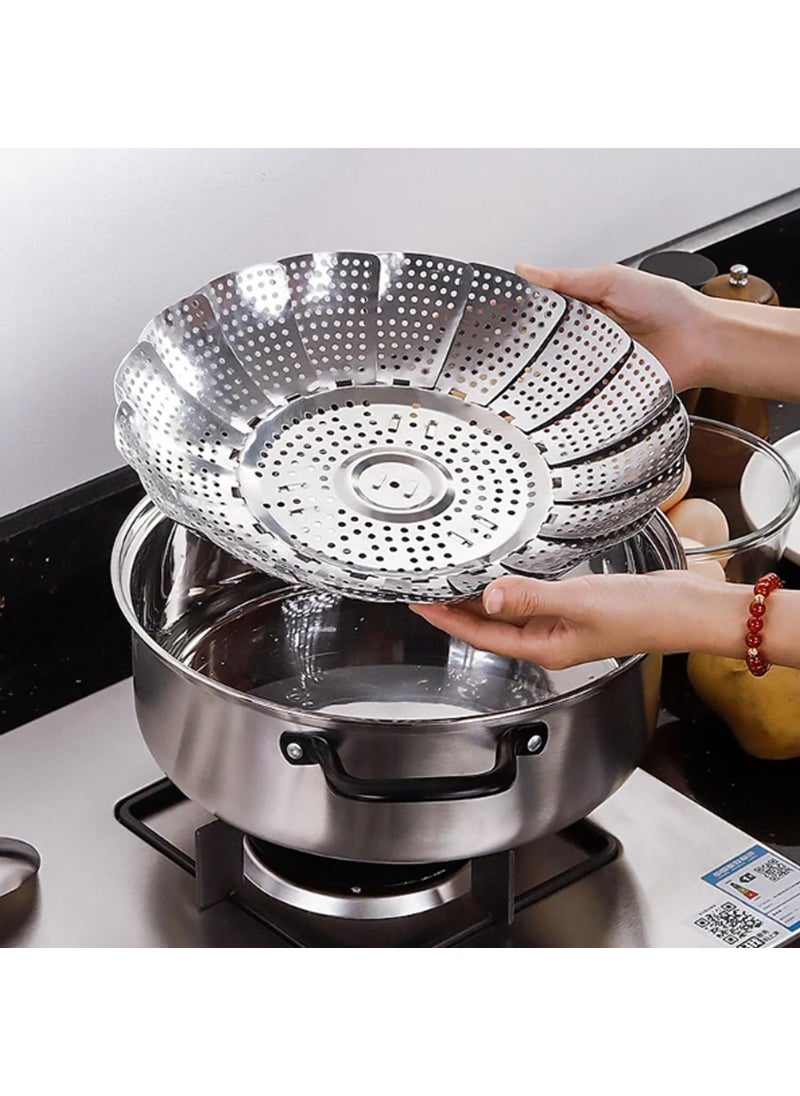 Pamidhar Pamidhar Stainless Steel Vegetable Steamer Basket MultiPurpose Steamer for Cooking Salads Fruits and Food Draining  - Image 3