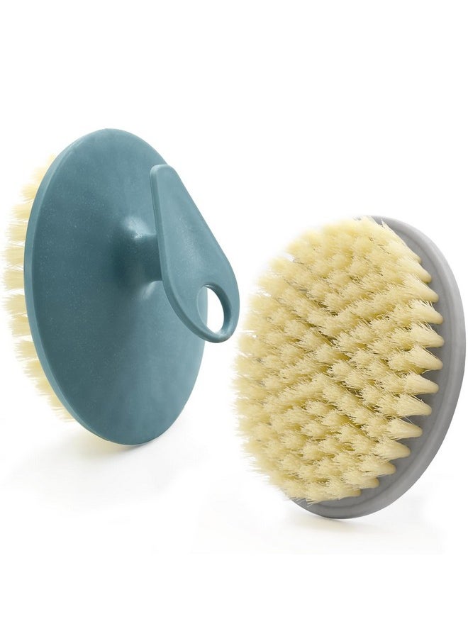 BEAUTAIL BEAUTAIL 2 Pack Body Brushes Gentle Exfoliating Shower Bath Brush, Soft Bristle Scrubber for Sensitive Skin Women Men, Non-Slip Hand-Clip, Durable and Long Lasting (Blue+Gray)  - Image 1