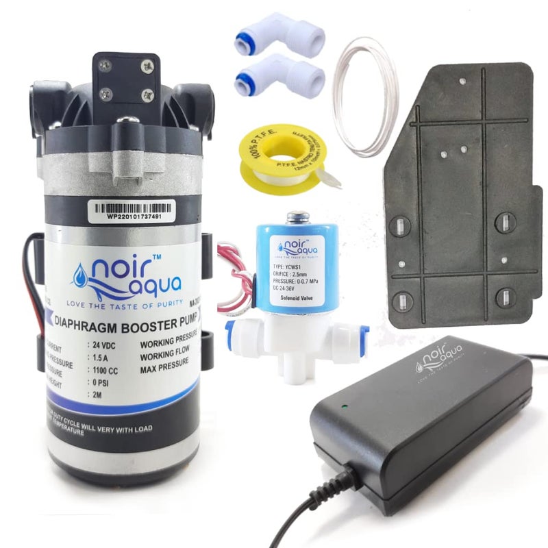 Noir Aqua RO Booster Pump Motor 100 GPD Heavy Duty Diaphragm Motor + SV + SMPS Adaptor + Pump Plate, Input 24V DC, 100% Copper Winding, 2 Year Warranty, Suitable for All Water Purifiers - Image 4