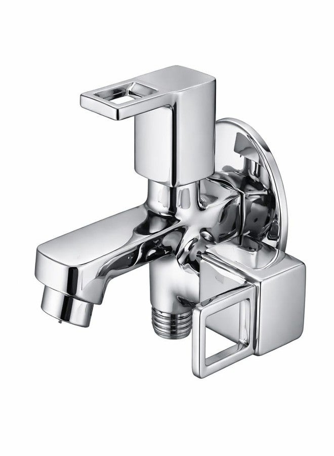 10X Bib Cock Two Way LC-8006 for | Dual Outlet Wall Mounted Tap with Aerator | Heavy Brass Cartridge | Chrome Plated | Compatible with Health Faucet/Jet - Image 1