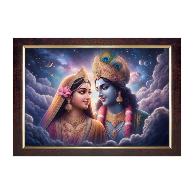 Dharvika Innovations Dharvika Innovations Radha Krishna Vinyl Sparkle Coated Home Decorative Gift Item with Synthetic Frame 1420 Inch 23193 Design 6