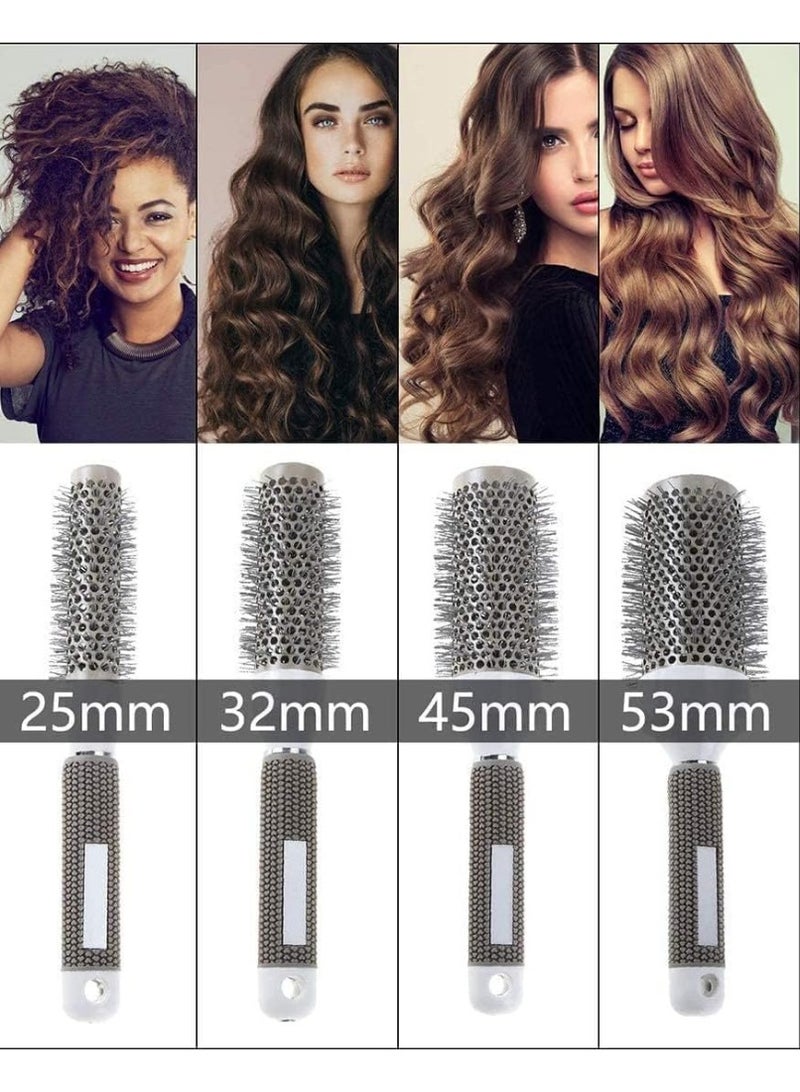 Professional 45mm Round Thermal Styling Hair Brush – Large Ceramic Barrel Hairbrush for Blow Dryer – Anti-Frizz Volumizing Brush for Hair Drying & Curling – White & Grey - Image 5