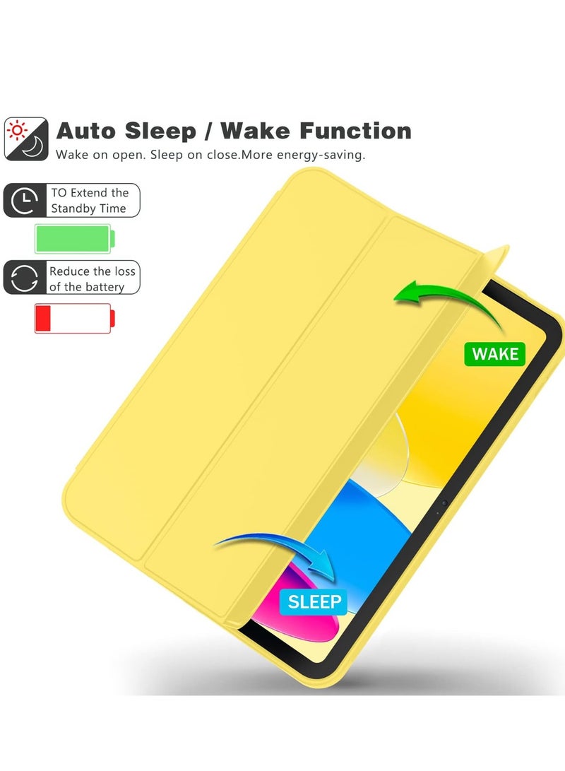 MIGOFAST iPad 10th Generation 10.9 inch 2022 Case Flip Cover with Magnetic Closure Auto Wake/Sleep function having Pencil holder Slot Yellow - Image 3