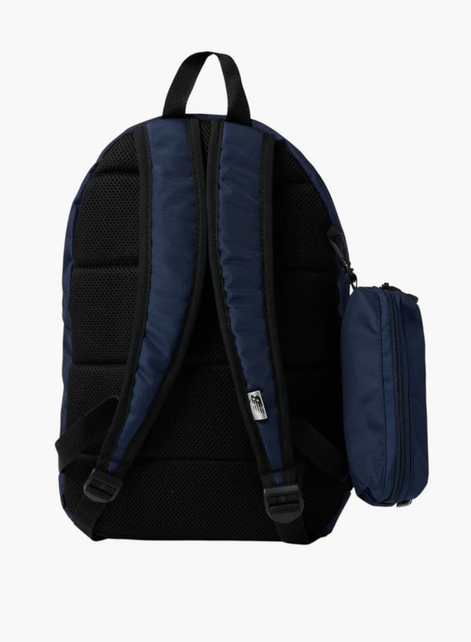 New Balance Logo Print School Backpack with Pencil Pouch - 14x28x43 cm