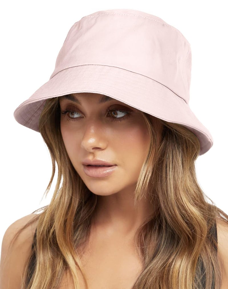Cotton Bucket hat for Women, Bucket hat for Man, Beach hat for Women, Sun Protection Cap for Men, Round hat for Men, Round Cap for Man, caps for Woman (Light Pink) - Image 1