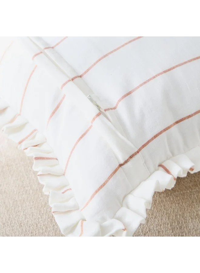 Home Box Warm Oasis Terra Stripe Scallop Edges Filled Cushion 50 x 50 cm