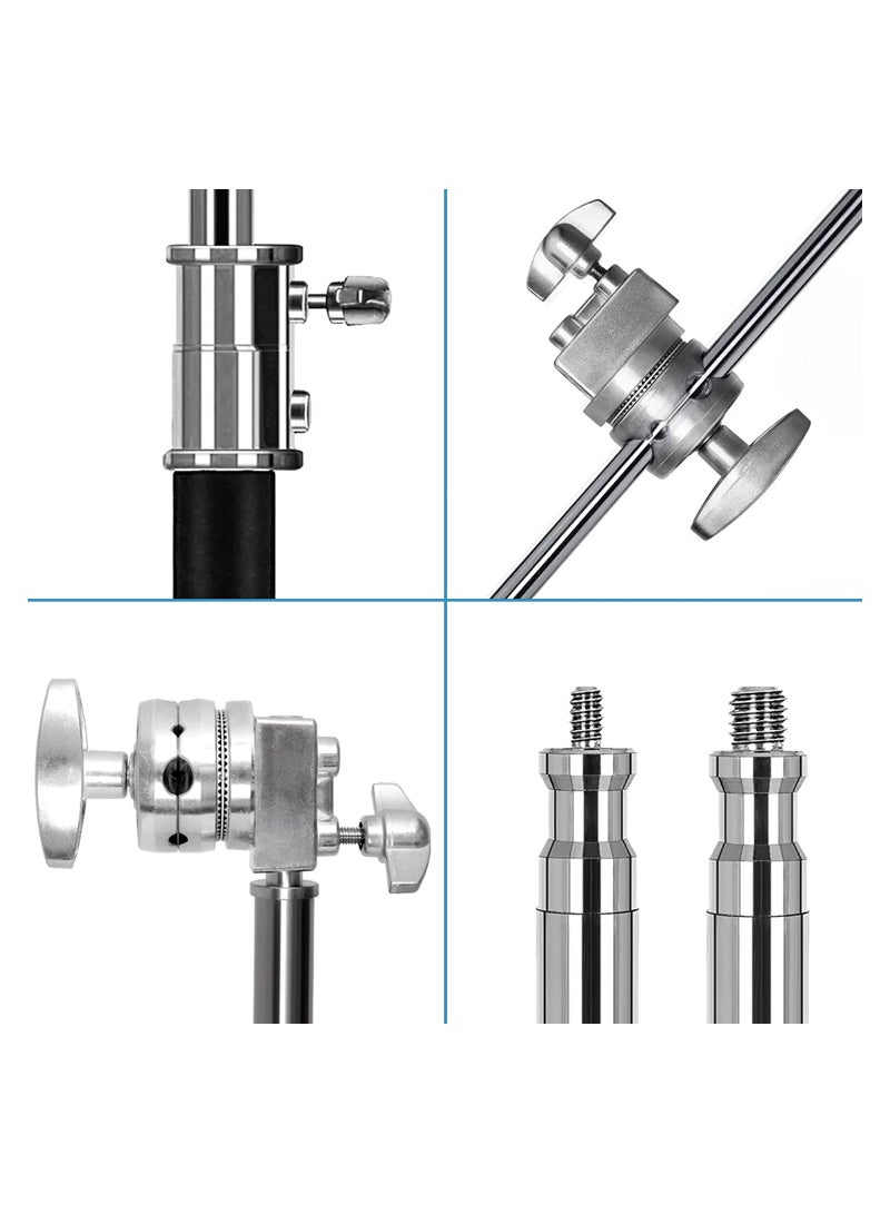 COOPIC C Stand Stainless Steel 330cm/10ft Max. Height Studio Photo Video 4 feet Holding Arm Grip with Turtle Base for Light Reflector (3 PACK) - Image 4