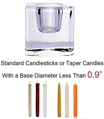 AGLARY 6 PCS Square Glass Taper Candle Holder  Crystal Clear Candlestick for Dining Table  Wedding  Thanksgiving and Christmas.  - Image 3