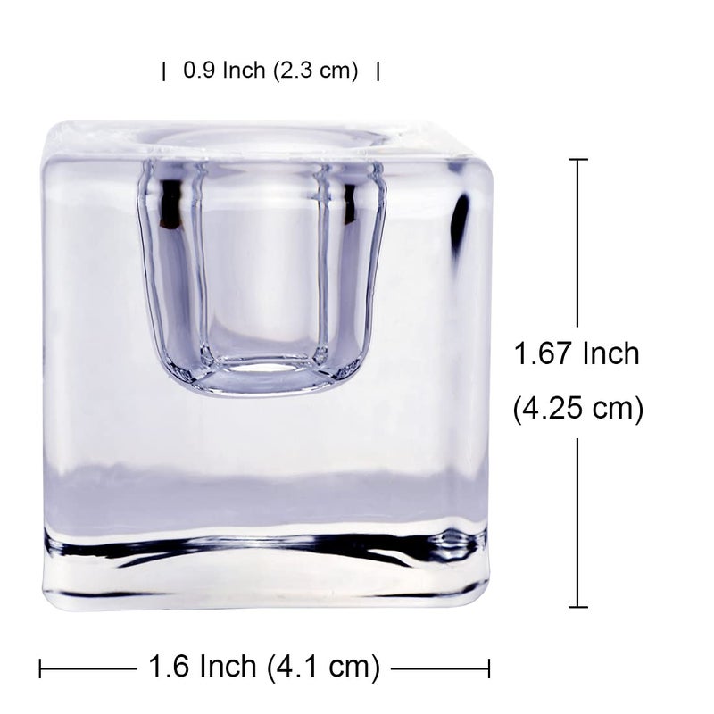 AGLARY 6 PCS Square Glass Taper Candle Holder  Crystal Clear Candlestick for Dining Table  Wedding  Thanksgiving and Christmas.  - Image 2
