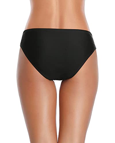 Tempt Me Women Black Twist Bikini Bottom Moderate High Cut Bathing Suit Bottoms Ruched Swimsuit Bottom M - Image 2