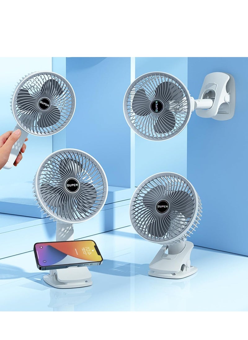 Plan A 4 in 1 Portable USB Fan with 3 Speeds | 7 Inch Rechargeable Clip on Fan, 360° Rotatable Table Fan, Hand Fan, Camping Fan, Suitable for Home, Office, Car, Bed, Travel, Wall Mount  - Image 2
