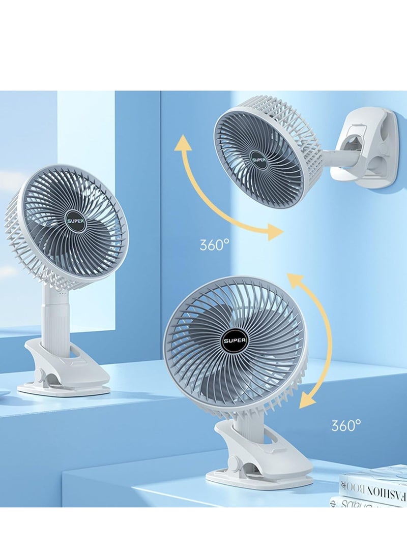 Plan A 4 in 1 Portable USB Fan with 3 Speeds | 7 Inch Rechargeable Clip on Fan, 360° Rotatable Table Fan, Hand Fan, Camping Fan, Suitable for Home, Office, Car, Bed, Travel, Wall Mount  - Image 5