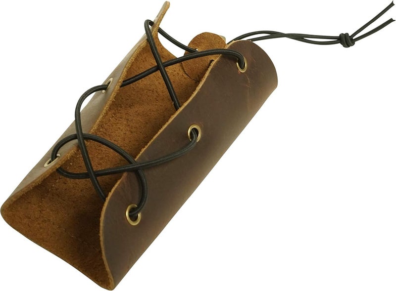 SAS 6.5" Traditional Brown Suede Leather Archery Arm Guard One Size with Cord Strap for Hunting Target Shootig Practice Bow Longbow Adults - Image 3
