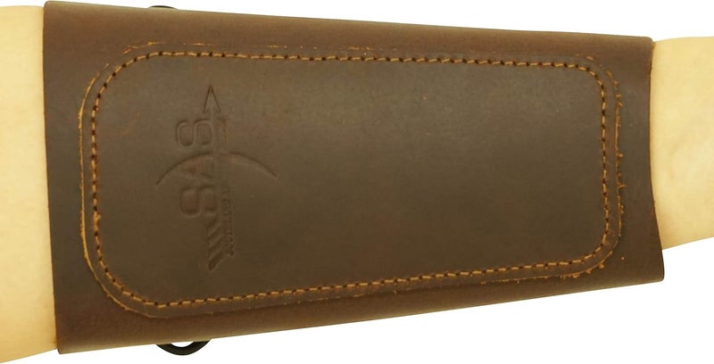 SAS 6.5" Traditional Brown Suede Leather Archery Arm Guard One Size with Cord Strap for Hunting Target Shootig Practice Bow Longbow Adults - Image 1