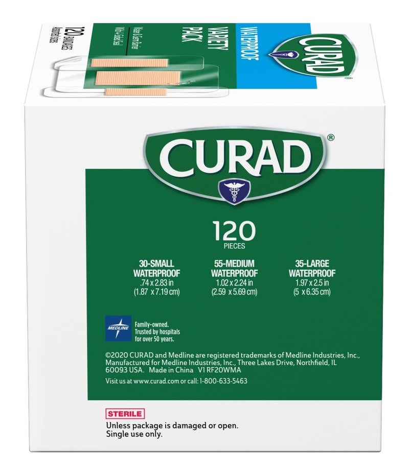 Curad Waterproof Bandage Variety Pack, 3 Styles Included; Assorted Size, 120 Bandages - Image 4