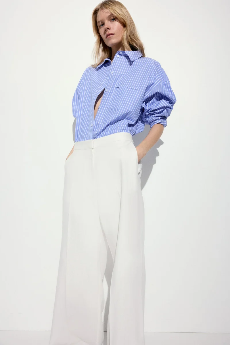 H&M Wide linen-blend trousers