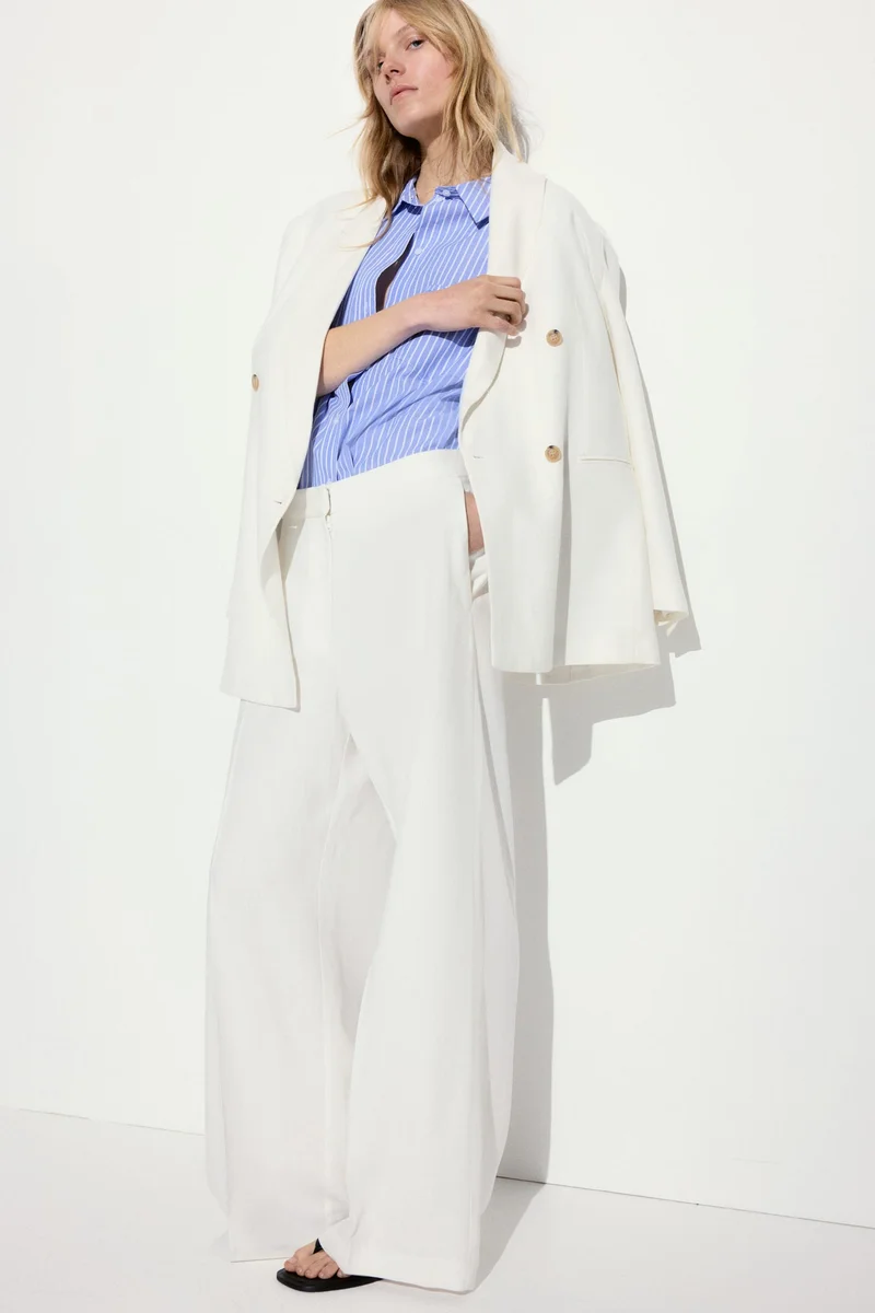 H&M Wide linen-blend trousers