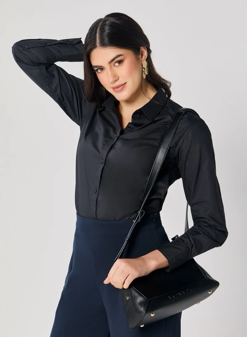 زجزاج قميص قطني أسود رسمي