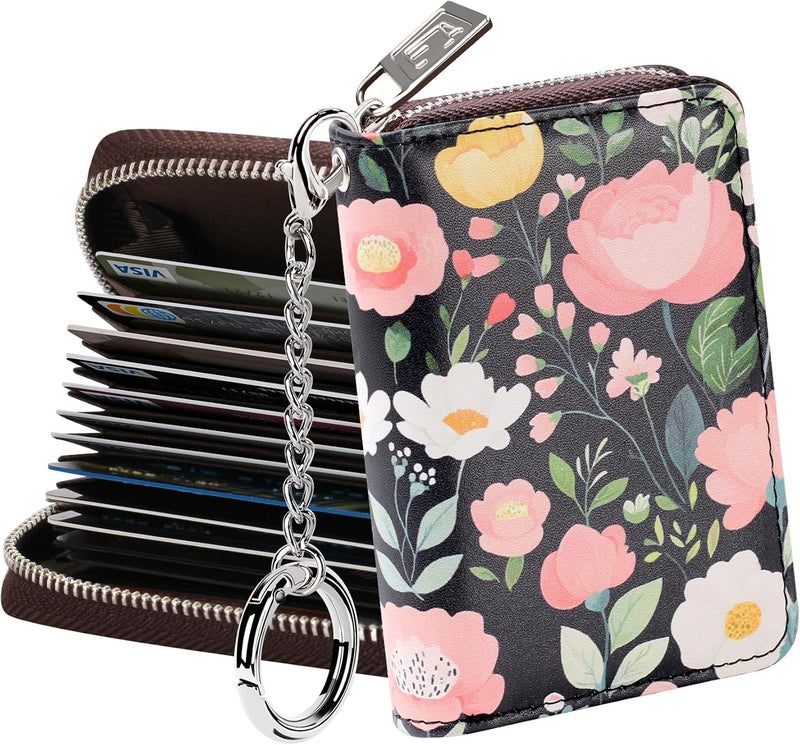 FurArt Zipper Wallet Women, RFID Blocking Credit Card Wallet, Business Card Holder, Compact Size KeyChain Wallet - Image 1