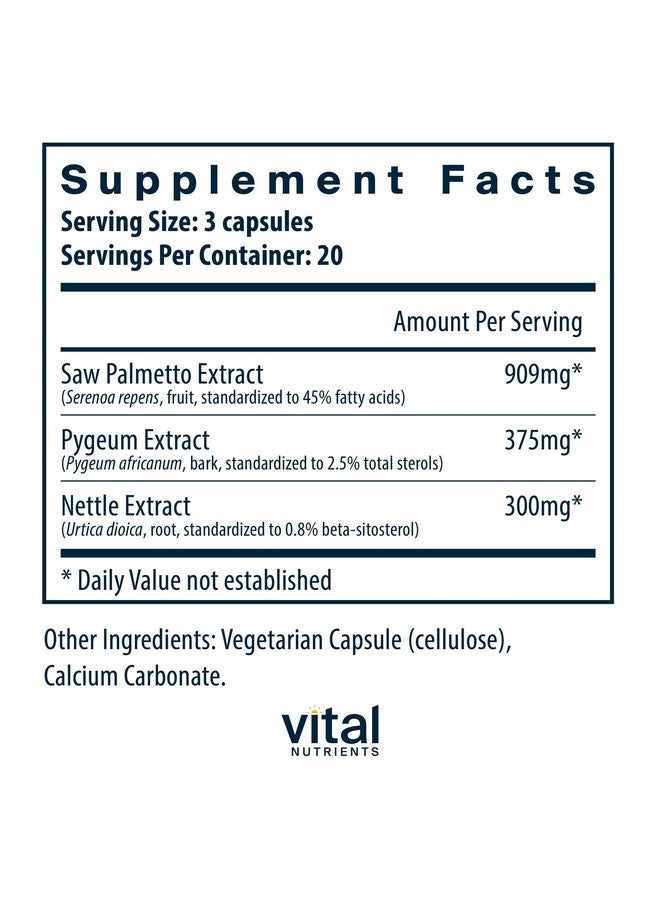 فيتل نيوترينس Vital Nutrients Saw Palmetto مع Pygeum & Nettle Root | نبات Saw Palmetto نباتي للرجال يدعم وظيفة البروستاتا الصحية* | مكمل غذائي نباتي مستخلص من نبات Saw Palmetto | خالٍ من الجلوتين ومنتجات الألبان والصويا | 60 كبسولة - Image 2