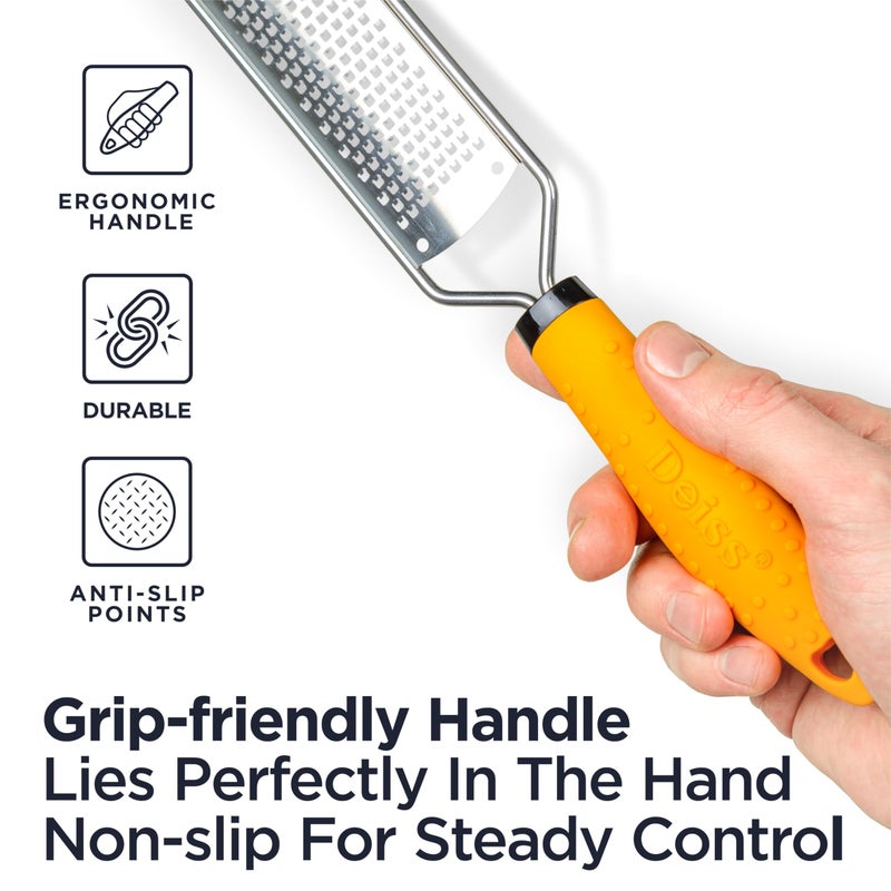 Deiss PRO Lemon Zester & Heavy Duty Cheese Grater & Vegetable Grater — Parmesan Cheese Lemon, Garlic, Nutmeg, Chocolate, Fruits, Vegetables, Ginger Grater - Cheese Shredder & Stainless Steel Grater - Image 4