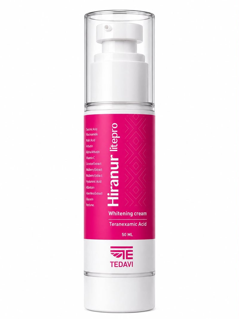 Hiranur Litepro Whitening Cream - Skin Brightening Cream with 6 Active Ingredients for All Skin Types - 50 ml - Image 1