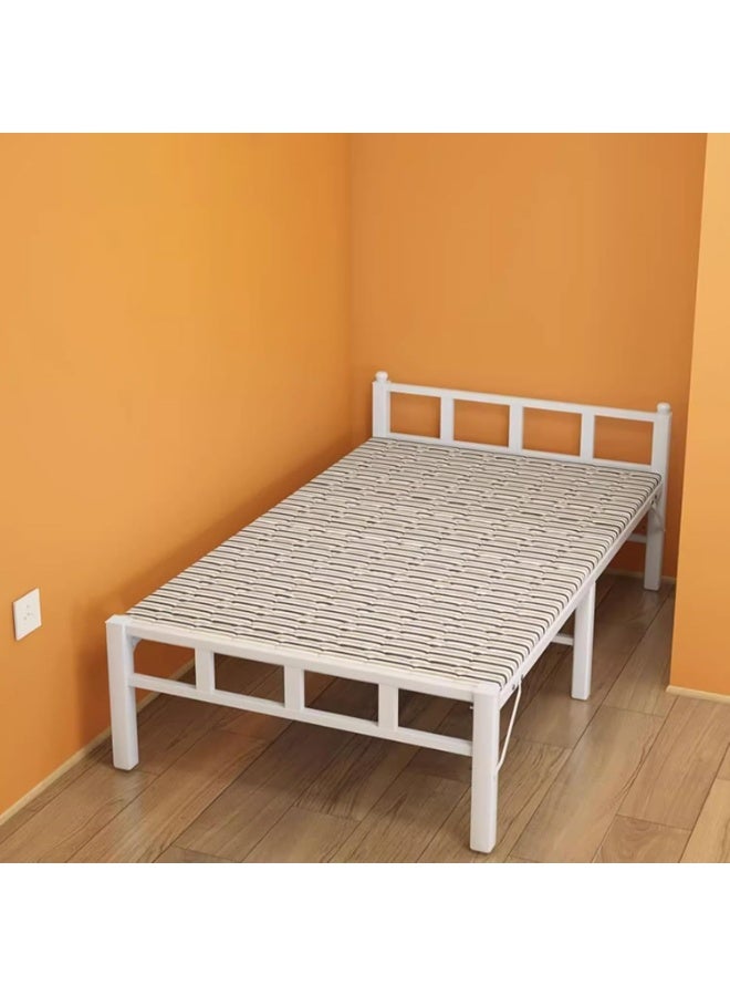 تشولوفز سرير فردي قابل للطي (186*90 سم) - تصميم شبكي مخطط، إطار معدني قابل للطي ومنصة خشبية، مناسب للضيوف والأطفال، سعة 200 كجم - Image 1