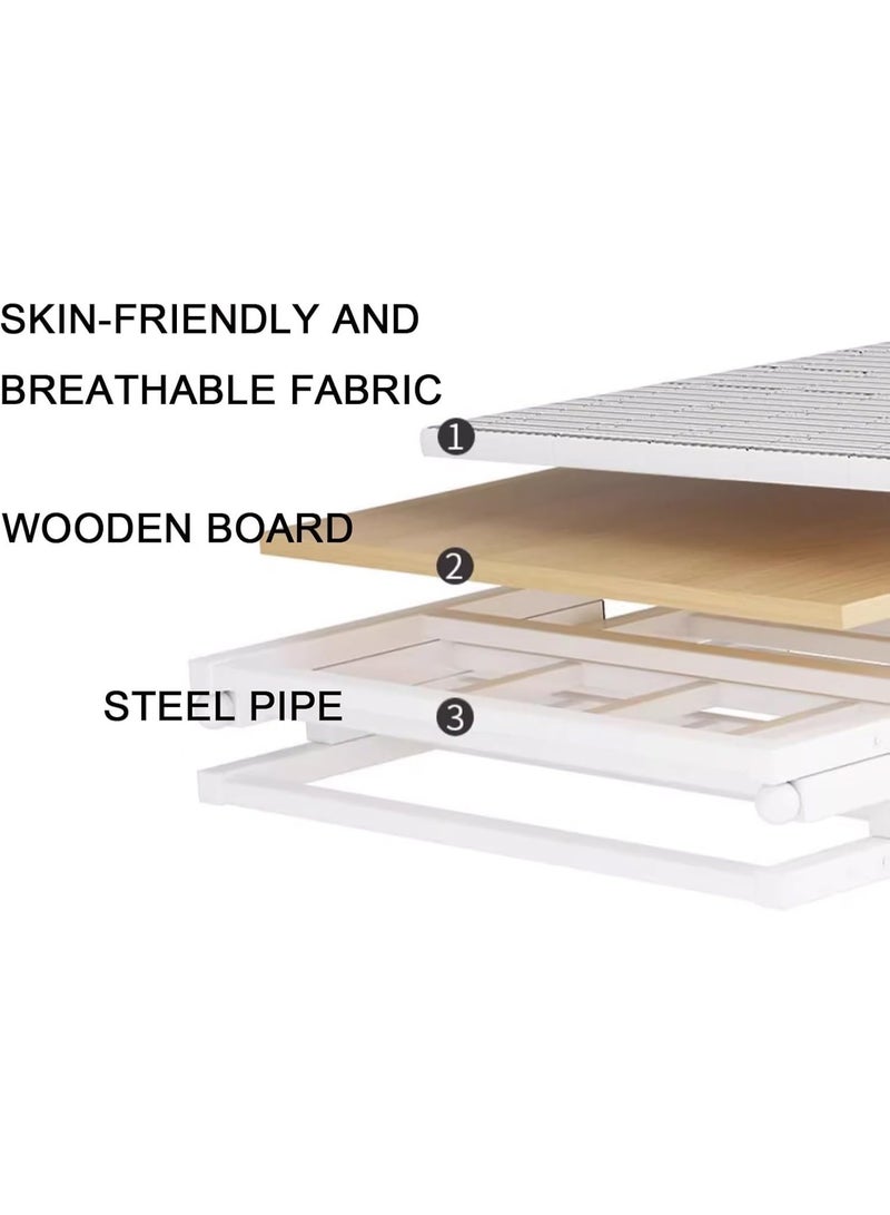 تشولوفز سرير فردي قابل للطي (186*90 سم) - تصميم شبكي مخطط، إطار معدني قابل للطي ومنصة خشبية، مناسب للضيوف والأطفال، سعة 200 كجم - Image 4