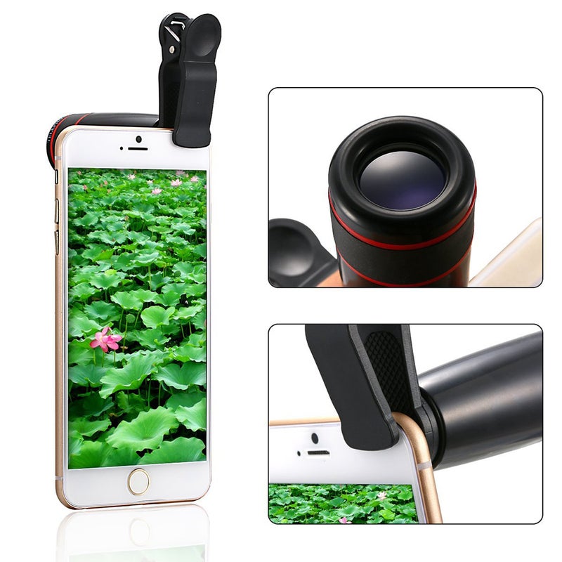 10PCS 8X Telephoto Mobile Phone Lens Universal Detachable Clip-on Lens Wide Angle + Fish Eye + Macro Lens + Selfie Stick + Tripod - Image 5
