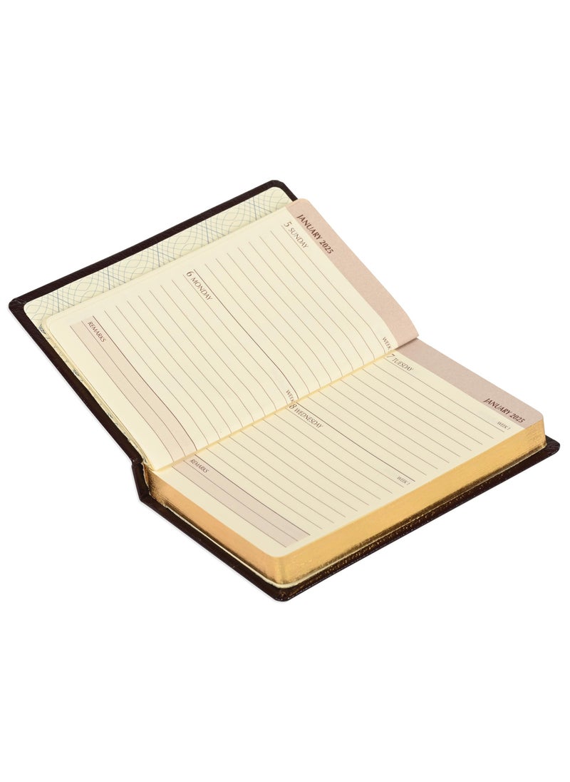 FIS FIS Golden Bonded Leather Pocket Diary 2025 (English) Burugundy - FSDI10EGB25BU  - Image 2