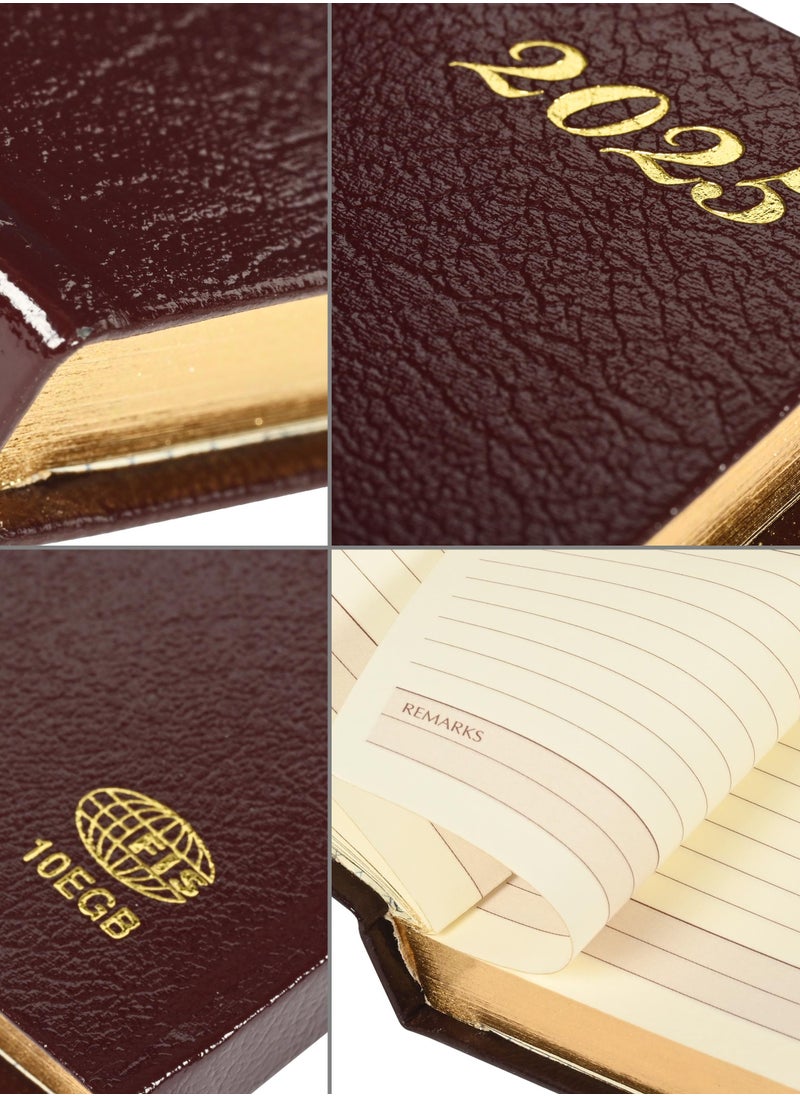 FIS FIS Golden Bonded Leather Pocket Diary 2025 (English) Burugundy - FSDI10EGB25BU  - Image 3