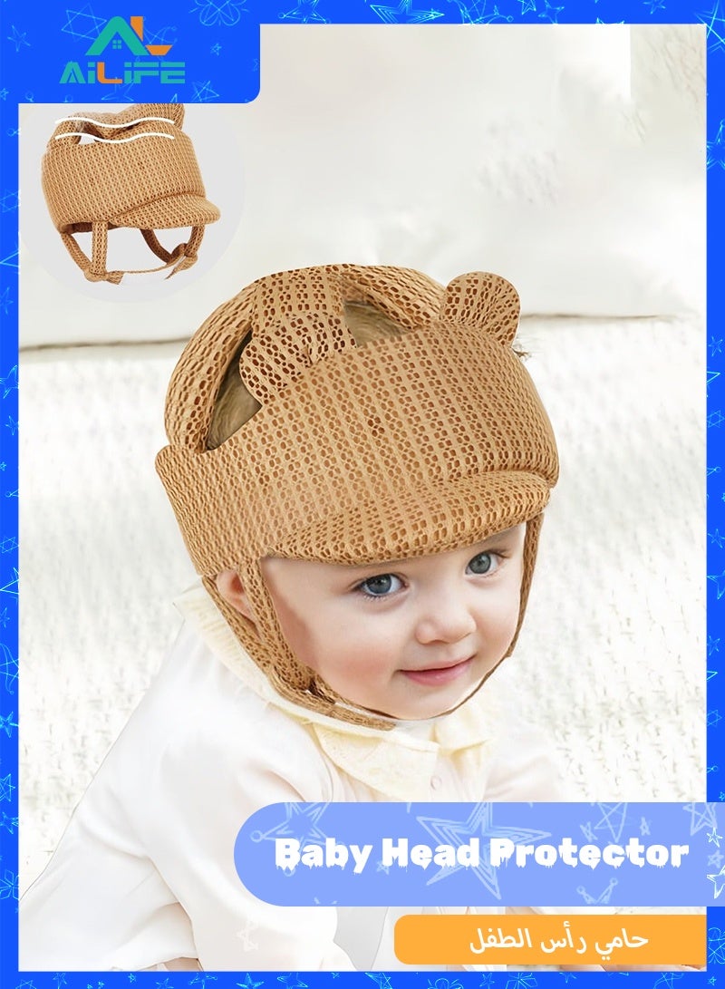 Al LIFE Baby Head Protector Safety Helmet for Infants & Toddlers – Breathable Soft Cushion Hat with Adjustable Straps, Anti-Fall Head Protection for Crawling & Walking – Cute Bear Design - Image 1