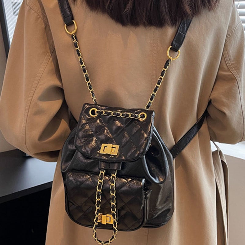 Chanel Style Rhombus Bag For Women 2022 Autumn Large Capacity Niche Design Chain Backpack For Women Ins All-Matching - Image 2