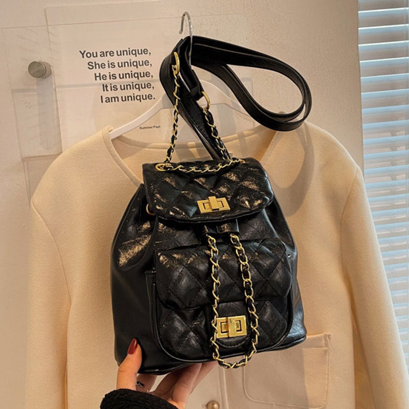 Chanel Style Rhombus Bag For Women 2022 Autumn Large Capacity Niche Design Chain Backpack For Women Ins All-Matching - Image 4