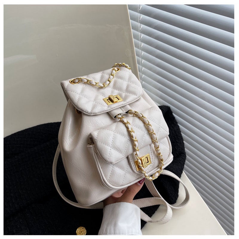 Chanel Style Rhombus Bag For Women 2022 Autumn Large Capacity Niche Design Chain Backpack For Women Ins All-Matching - Image 5