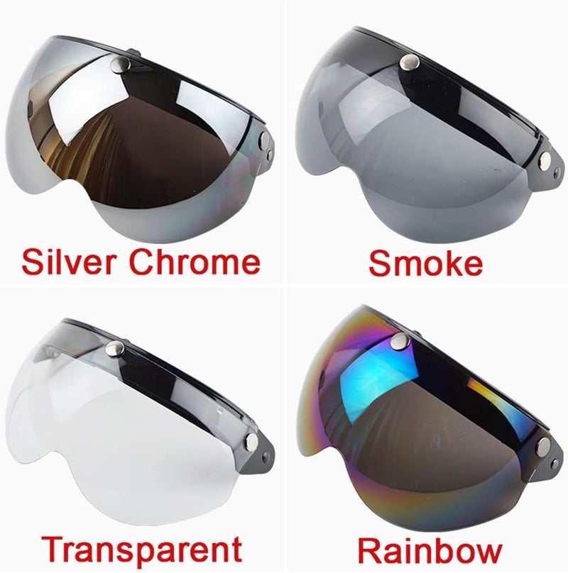 VCOROS Universal 3-Snap Retro Helmet Visor Open Face Motorcycle Helmets Shield(Rainbow) - Image 4