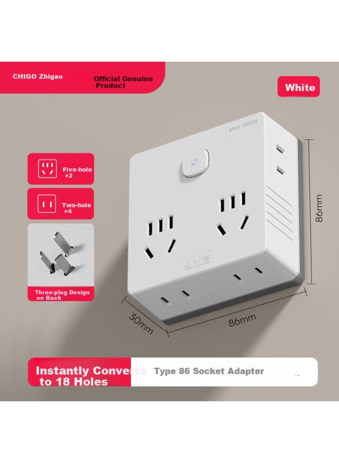 Chigo 86 Type One-to-multiple Expansion Adapter Plug Socket Power Converter Wall Socket Expander One-to-six With Master Switch Wireless 6-port - Image 1